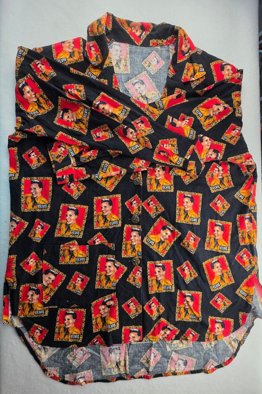 Elvis Presley Homemade Vintage Retro Button Down Mens 2XL